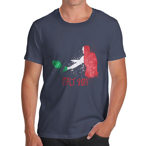 Funny Gifts For Men Rugby Italy 2019 Men's T-Shirt Large Navy