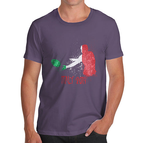 Funny Mens Tshirts Rugby Italy 2019 Men's T-Shirt X-Large Plum