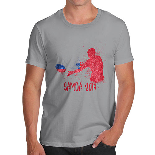 Mens T-Shirt Funny Geek Nerd Hilarious Joke Rugby Samoa 2019 Men's T-Shirt Large Light Grey