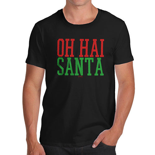 Funny Tee Shirts For Men Oh Hai Santa Men's T-Shirt Small Black