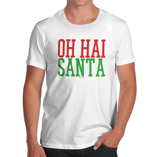 Funny T-Shirts For Men Oh Hai Santa Men's T-Shirt Small White