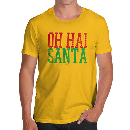 Funny Tshirts For Men Oh Hai Santa Men's T-Shirt X-Large Yellow
