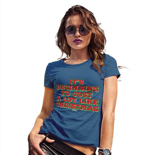 Novelty Tshirts Women It's Beginning To Cost A Lot Like Christmas Women's T-Shirt Large Royal Blue