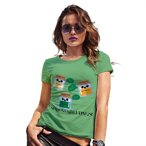 Funny T Shirts For Mom Seasons Greetings Pun Women's T-Shirt X-Large Green