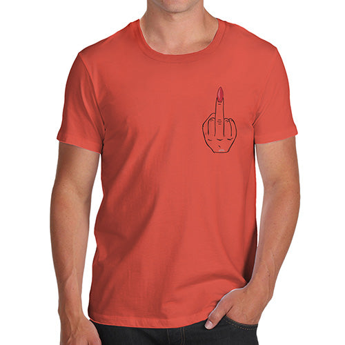 Novelty Tshirts Men Funny Middle Finger Small Print Men's T-Shirt Medium Orange