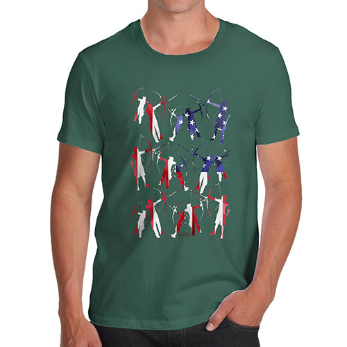 Funny Mens T Shirts USA Archery Silhouette Men's T-Shirt Large Bottle Green