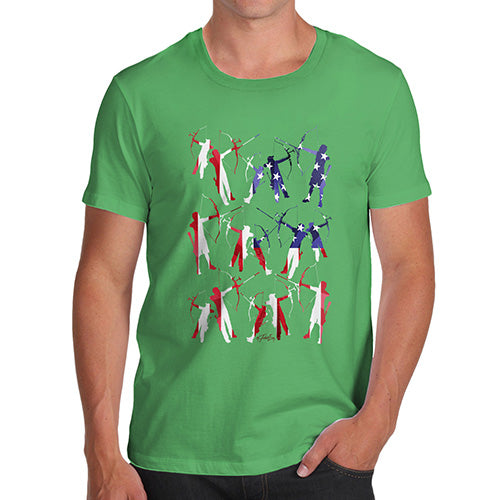 Novelty Tshirts Men USA Archery Silhouette Men's T-Shirt Small Green