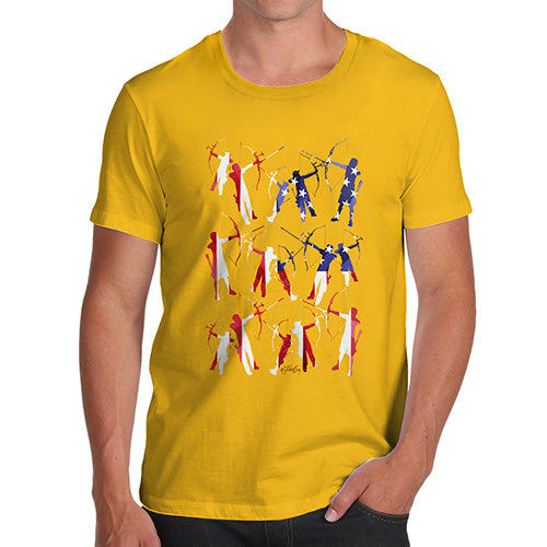 Novelty Tshirts Men USA Archery Silhouette Men's T-Shirt Large Yellow