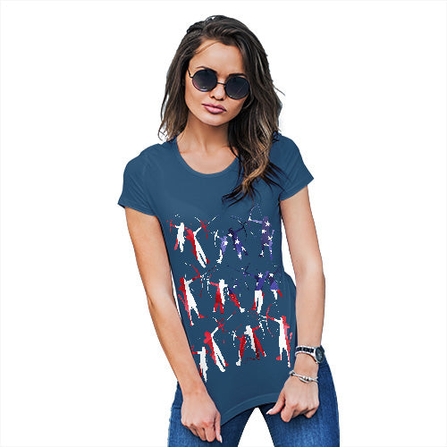 Funny Shirts For Women USA Archery Silhouette Women's T-Shirt X-Large Royal Blue