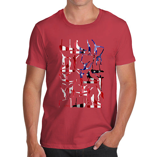 Funny Mens T Shirts USA Artistic Gymnastics Silhouette Men's T-Shirt Medium Red