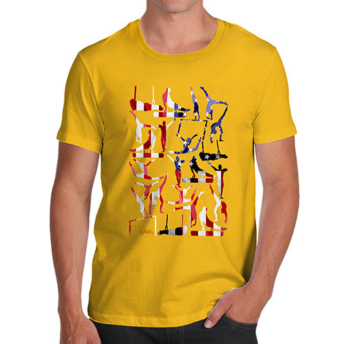 Novelty Tshirts Men Funny USA Artistic Gymnastics Silhouette Men's T-Shirt Large Yellow