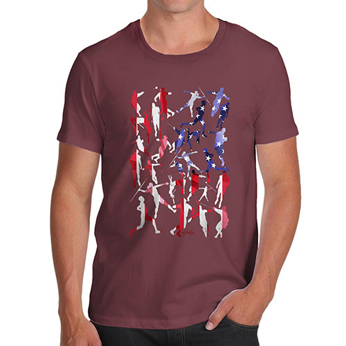 Funny T-Shirts For Men Sarcasm USA Athletics Silhouette Men's T-Shirt Large Burgundy