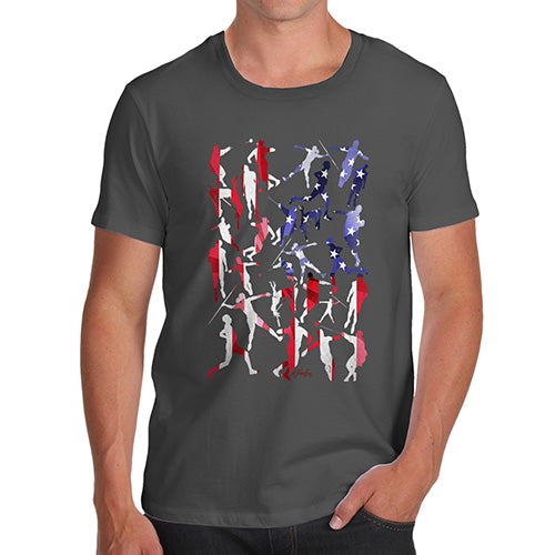Mens Novelty T Shirt Christmas USA Athletics Silhouette Men's T-Shirt Medium Dark Grey