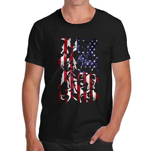 Mens T-Shirt Funny Geek Nerd Hilarious Joke USA Baseball Silhouette Men's T-Shirt Small Black