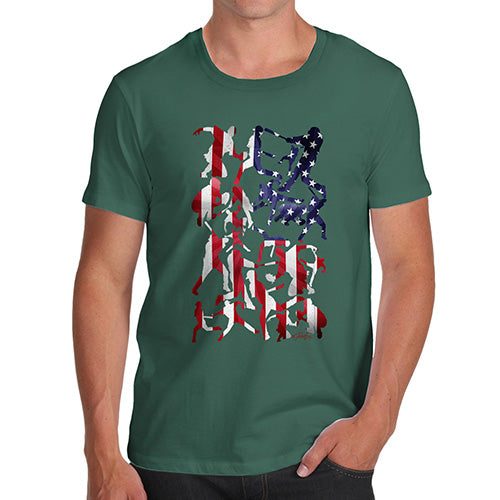 Novelty Tshirts Men USA Baseball Silhouette Men's T-Shirt Large Bottle Green