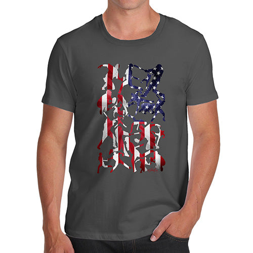 Mens T-Shirt Funny Geek Nerd Hilarious Joke USA Baseball Silhouette Men's T-Shirt X-Large Dark Grey