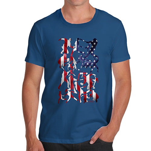 Mens T-Shirt Funny Geek Nerd Hilarious Joke USA Baseball Silhouette Men's T-Shirt X-Large Royal Blue