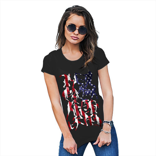 Funny Tshirts For Women USA Baseball Silhouette Women's T-Shirt X-Large Black