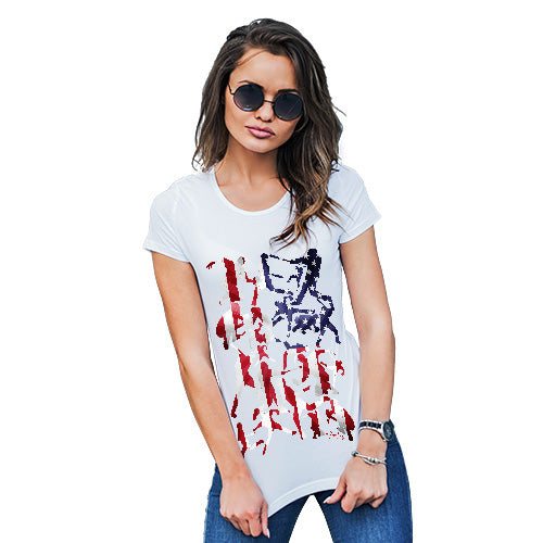 Novelty Gifts For Women USA Baseball Silhouette Women's T-Shirt Large White