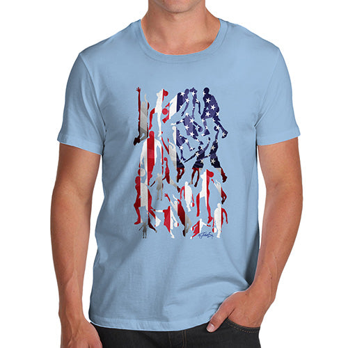 Novelty T Shirts For Dad USA Basketball Silhouette Men's T-Shirt X-Large Sky Blue