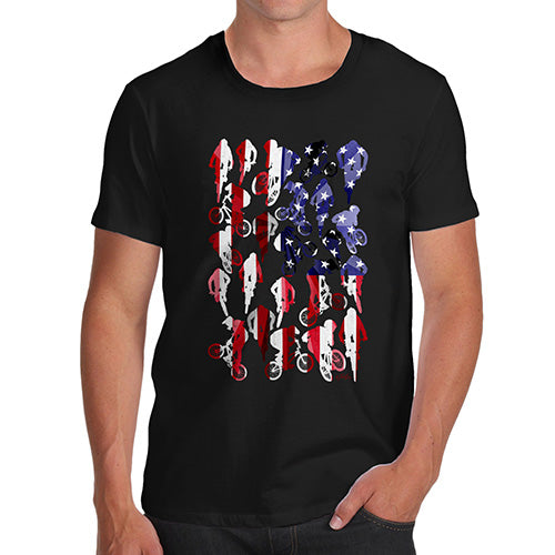 Mens Funny Sarcasm T Shirt USA BMX Silhouette Men's T-Shirt Small Black