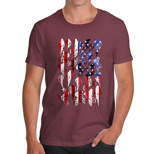 Funny Mens Tshirts USA BMX Silhouette Men's T-Shirt X-Large Burgundy