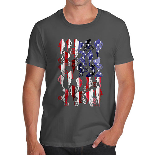 Funny Tshirts For Men USA BMX Silhouette Men's T-Shirt Medium Dark Grey