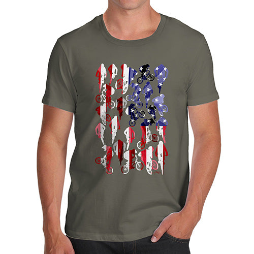 Mens Humor Novelty Graphic Sarcasm Funny T Shirt USA BMX Silhouette Men's T-Shirt X-Large Khaki