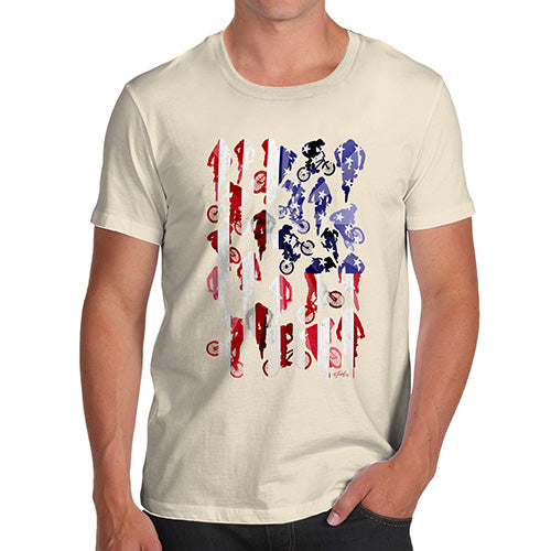 Funny T-Shirts For Men USA BMX Silhouette Men's T-Shirt Large Natural