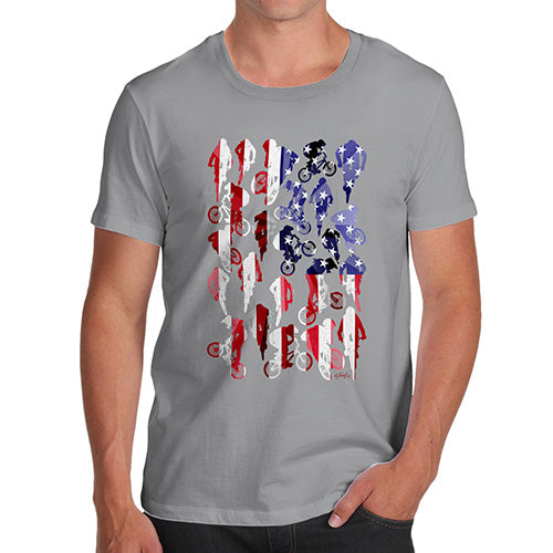 Funny Tee Shirts For Men USA BMX Silhouette Men's T-Shirt Medium Light Grey