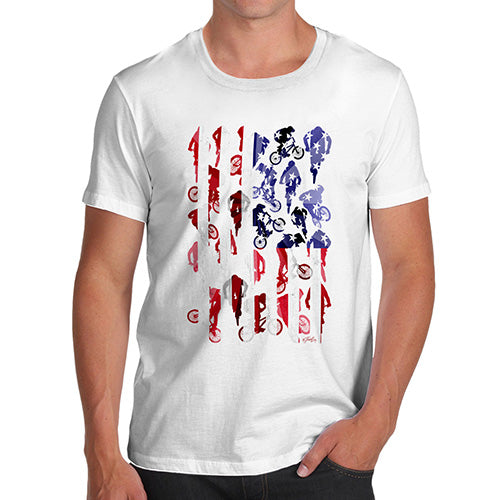 Novelty T Shirts For Dad USA BMX Silhouette Men's T-Shirt Medium White
