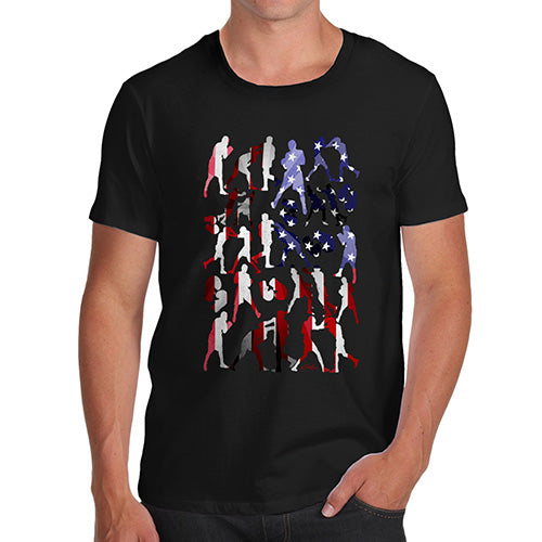 Mens T-Shirt Funny Geek Nerd Hilarious Joke USA Boxing Silhouette Men's T-Shirt X-Large Black