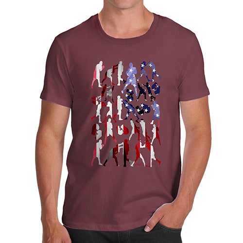 Funny Tshirts For Men USA Boxing Silhouette Men's T-Shirt Medium Burgundy