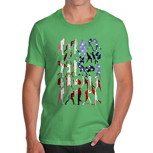Mens T-Shirt Funny Geek Nerd Hilarious Joke USA Boxing Silhouette Men's T-Shirt Large Green