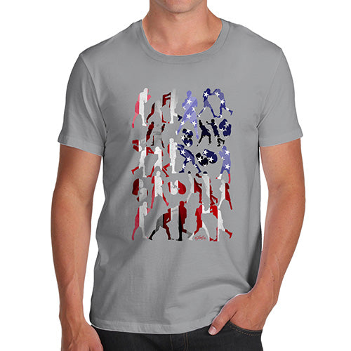 Mens Funny Sarcasm T Shirt USA Boxing Silhouette Men's T-Shirt Medium Light Grey