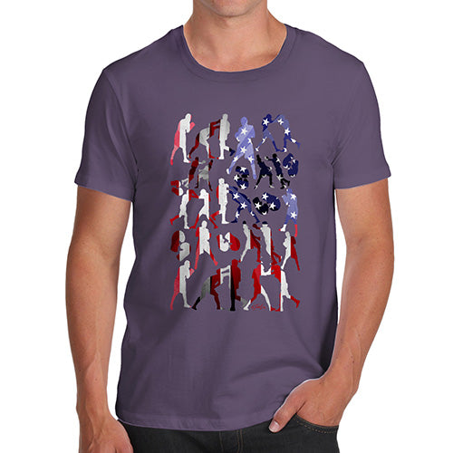 Novelty Tshirts Men Funny USA Boxing Silhouette Men's T-Shirt Medium Plum