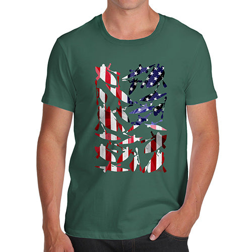 Mens T-Shirt Funny Geek Nerd Hilarious Joke USA Canoeing Silhouette Men's T-Shirt Medium Bottle Green
