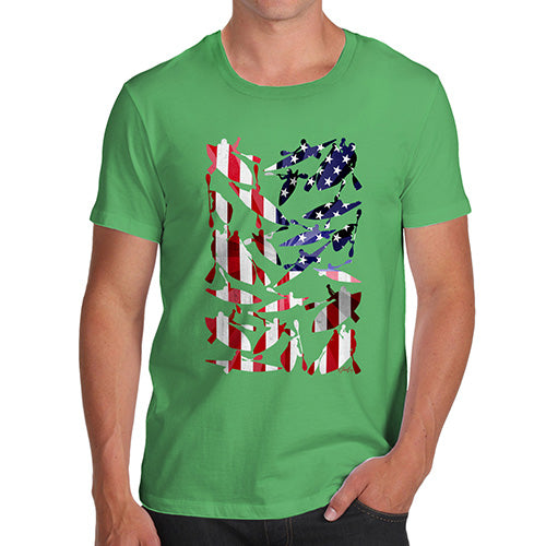 Funny Tee For Men USA Canoeing Silhouette Men's T-Shirt Small Green