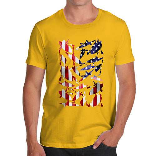 Funny T Shirts For Men USA Canoeing Silhouette Men's T-Shirt Large Yellow