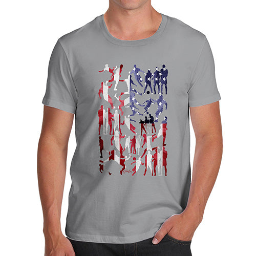 Funny T Shirts For Men USA Football Silhouette Men's T-Shirt Small Light Grey