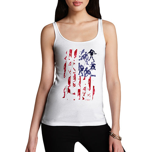 Womens Humor Novelty Graphic Funny Tank Top USA Hockey Silhouette Women's Tank Top Small White