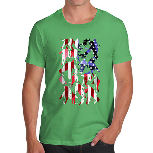 Funny Tshirts For Men USA Ice Hockey Silhouette Men's T-Shirt X-Large Green