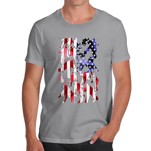 Funny Mens T Shirts USA Ice Hockey Silhouette Men's T-Shirt X-Large Light Grey