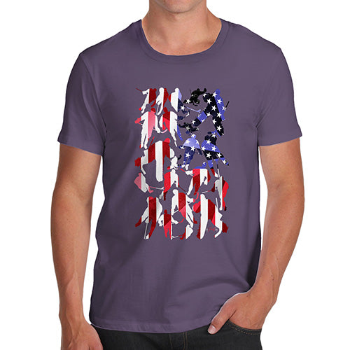 Mens Funny Sarcasm T Shirt USA Ice Hockey Silhouette Men's T-Shirt Medium Plum