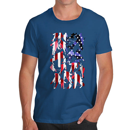 Novelty Tshirts Men Funny USA Ice Hockey Silhouette Men's T-Shirt Small Royal Blue