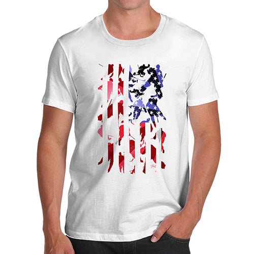 Funny Mens Tshirts USA Ice Hockey Silhouette Men's T-Shirt X-Large White
