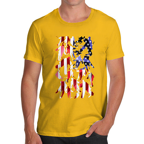 Funny Gifts For Men USA Ice Hockey Silhouette Men's T-Shirt Small Yellow