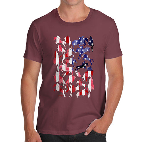 Funny T-Shirts For Guys USA Show Jumping Silhouette Men's T-Shirt Medium Burgundy