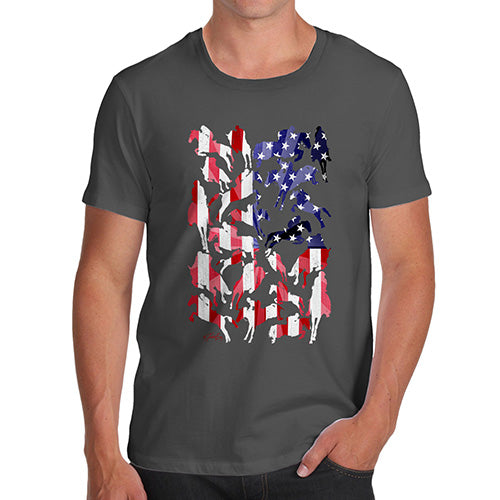 Funny T Shirts For Dad USA Show Jumping Silhouette Men's T-Shirt Medium Dark Grey