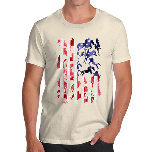 Novelty Tshirts Men USA Show Jumping Silhouette Men's T-Shirt X-Large Natural